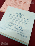 KLB-1380 Creme Pink Floral Padded Thick Wedding Card (2 Page)