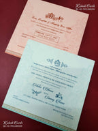 KLB-1380 Creme Pink Floral Padded Thick Wedding Card (2 Page)