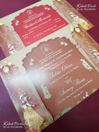 KLB-1385 Brown Bride Groom Door Style Wedding Card (2 Page)-Kalash Cards