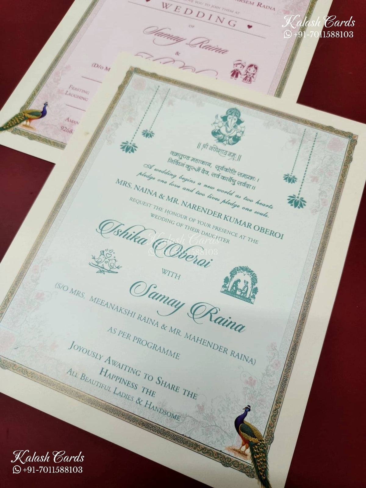 KLB-1387 Creme Royal Arch Peacock Padded Thick Wedding Card (2 Page)