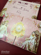 KLB-1388 Pink Bride Groom Door Style Padded Thick Wedding Card (2 Page)-Kalash Cards