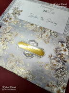 KLB-1393 Grey Floral Padded Thick Wedding Card (2 Page & Couple Name Acrylic)