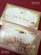 KLB-1394 Creme Brown Barat Padded Thick Wedding Card (2 Page & Couple Name Acrylic)