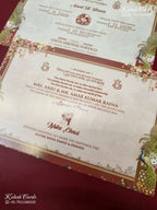 KLB-1394 Creme Brown Barat Padded Thick Wedding Card (2 Page & Couple Name Acrylic)