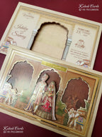 KLB-1395 Brown Bride Groom Elephant Laser Cut Padded Thick Wedding Card (2 Page)-Kalash Cards