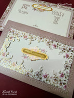 KLB-1398 Creme Brown Floral Laser Cut Padded Thick Wedding Card (2 Page & Couple Name Acrylic)