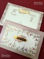 KLB-1398 Creme Brown Floral Laser Cut Padded Thick Wedding Card (2 Page & Couple Name Acrylic)