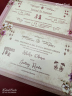 KLB-1398 Creme Brown Floral Laser Cut Padded Thick Wedding Card (2 Page & Couple Name Acrylic)