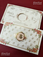KLB-1409 Creme Floral Semi Box Wedding Card (2 Page)-Kalash Cards