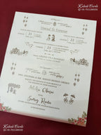KLB-1409 Creme Floral Semi Box Wedding Card (2 Page)-Kalash Cards