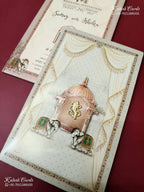 KLB-1411 Creme Elephant Semi Box Wedding Card (2 Page)-Kalash Cards