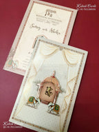 KLB-1411 Creme Elephant Semi Box Wedding Card (2 Page)-Kalash Cards
