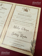 KLB-1411 Creme Elephant Semi Box Wedding Card (2 Page)-Kalash Cards