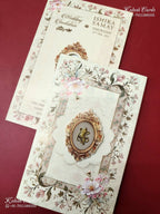 KLB-1415 Creme Floral Semi Box Wedding Card (2 Page)-Kalash Cards