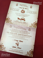 KLB-1424 Creme Blue Bride Groom Elephant Carry Bag Style Semi Box Wedding Card (2 Page)-Kalash Cards