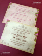 KLB-1425 Creme Bride Groom Laser Cut Carry Bag Style Semi Box Wedding Card (2 Page)-Kalash Cards
