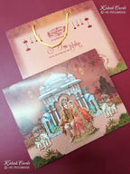 KLB-1431 Red Bride Groom Carry Bag Style Semi Box Wedding Card (2 Page)-Kalash Cards