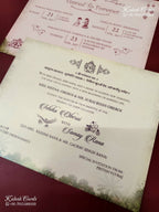 KLB-1431 Red Bride Groom Carry Bag Style Semi Box Wedding Card (2 Page)-Kalash Cards