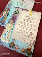 KLB-1476 Blue Bride Groom MDF Thick Wedding Card (2 Page)-Kalash Cards