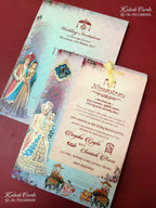 KLB-1476 Blue Bride Groom MDF Thick Wedding Card (2 Page)-Kalash Cards