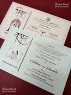 KLB-1485 White Bride Groom Barat Laser Cut Padded Thick Wedding Card (2 Page)-Kalash Cards