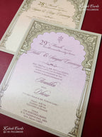 KLB-1493 Maroon Royal Arch 3-Fold Style Semi Box Wedding Card (2 Page)-Kalash Cards