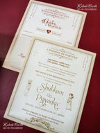 KLB-1497 Maroon Pink Ganesh Ji Laser Cut Semi Box Wedding Card (2 Page)-Kalash Cards
