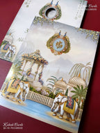 KLB-1498 Blue Elephant Semi Box Wedding Card (2 Page)-Kalash Cards