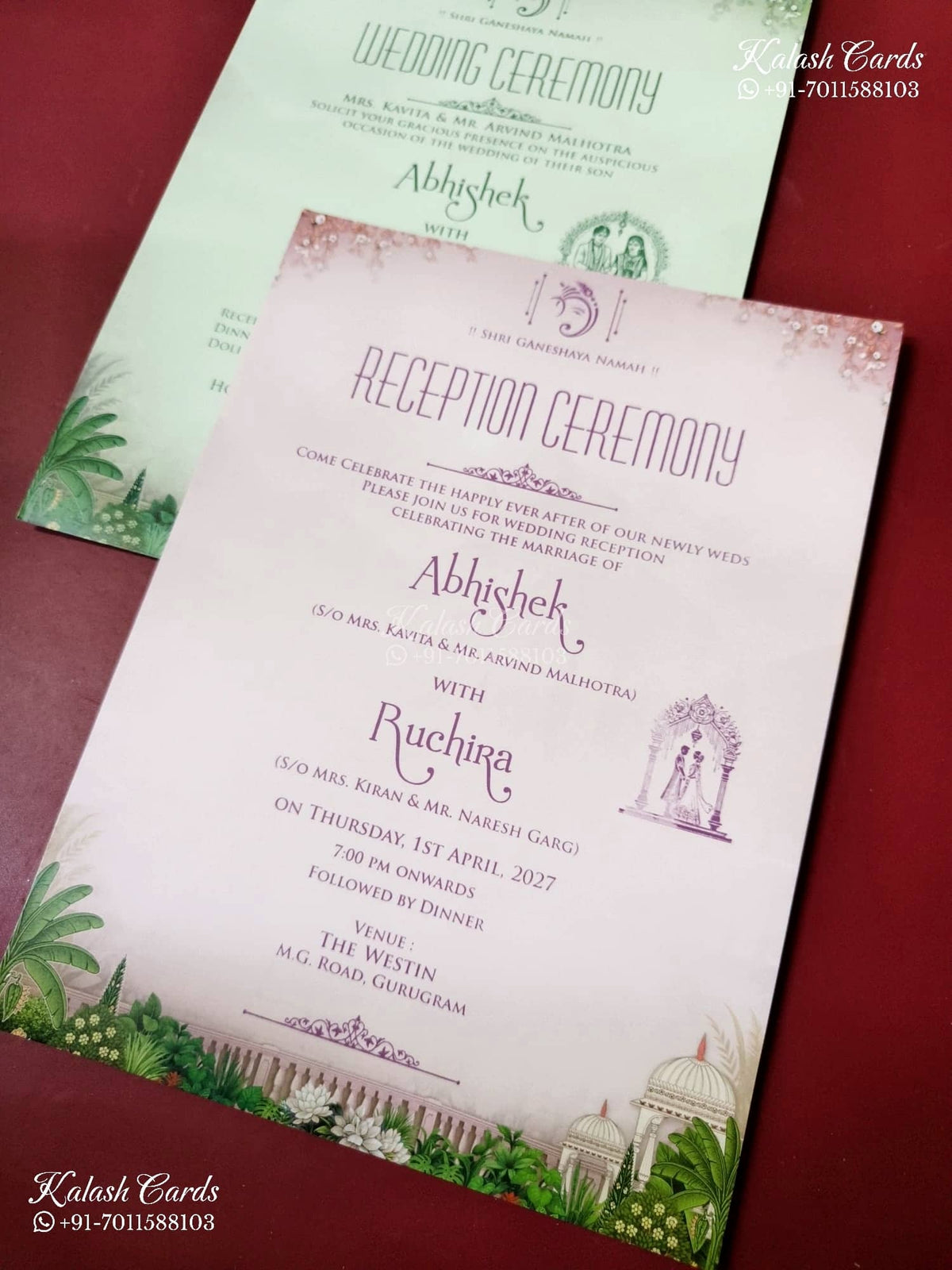 KLB-1498 Blue Elephant Semi Box Wedding Card (2 Page)-Kalash Cards
