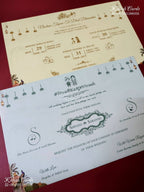 KLB-1512 Blue Bride Groom Semi Box Wedding Card (2 Page & Couple Name Wooden Plate)-Kalash Cards
