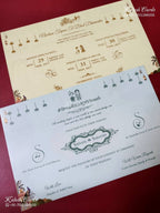 KLB-1512 Blue Bride Groom Semi Box Wedding Card (2 Page & Couple Name Wooden Plate)-Kalash Cards