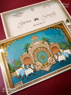 KLB-1513 Royal Blue Pichwai Semi Box Wedding Card (2 Page)-Kalash Cards