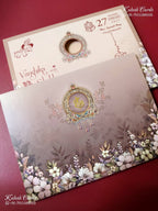 KLB-1514 Brown Floral Semi Box Wedding Card (2 Page)-Kalash Cards
