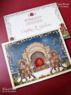 KLB-1517 Blue Royal Arch Elephant Semi Box Wedding Card (2 Page)-Kalash Cards