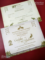 KLB-1517 Blue Royal Arch Elephant Semi Box Wedding Card (2 Page)-Kalash Cards