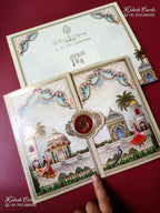 KLB-1520 White Royal Arch Door Style Semi Box Wedding Card (2 Page)-Kalash Cards