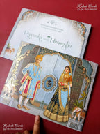 KLB-1526 Blue Bride Groom 3D Gold Foil Door Style Semi Box Wedding Card (2 Page)-Kalash Cards