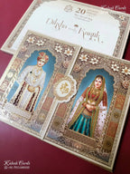 KLB-1531 Brown Bride Groom 3D Gold Foil Door Style Semi Box Wedding Card (2 Page)-Kalash Cards