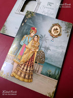 KLB-1533 Blue Bride Groom Semi Box Wedding Card (2 Page)-Kalash Cards