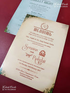 KLB-1533 Blue Bride Groom Semi Box Wedding Card (2 Page)-Kalash Cards
