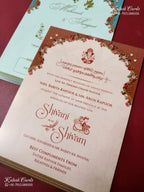 KLB-1543 Blue Bride Groom Semi Box Wedding Card (2 Page)-Kalash Cards