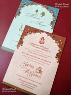KLB-1543 Blue Bride Groom Semi Box Wedding Card (2 Page)-Kalash Cards