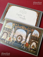 KLB-1544 Blue Royal Arch Elephant 3D Gold Foil Semi Box Wedding Card (2 Page)-Kalash Cards
