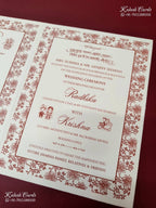 KLB-1555 White Royal Arch Embossed Semi Box Wedding Card (2 Page & Couple Initial Wooden Plate)-Kalash Cards