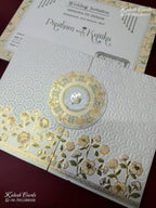 KLB-1556 White Floral Embossed Semi Box Wedding Card (2 Page)-Kalash Cards