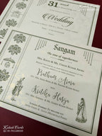 KLB-1556 White Floral Embossed Semi Box Wedding Card (2 Page)-Kalash Cards