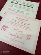 KLB-1557 Creme Green Royal Arch Door Style Semi Box Wedding Card (2 Page)-Kalash Cards