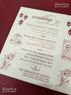 KLB-1564 White Bride Groom Mandap Laser Cut Embossed Semi Box Wedding Card (2 Page)-Kalash Cards
