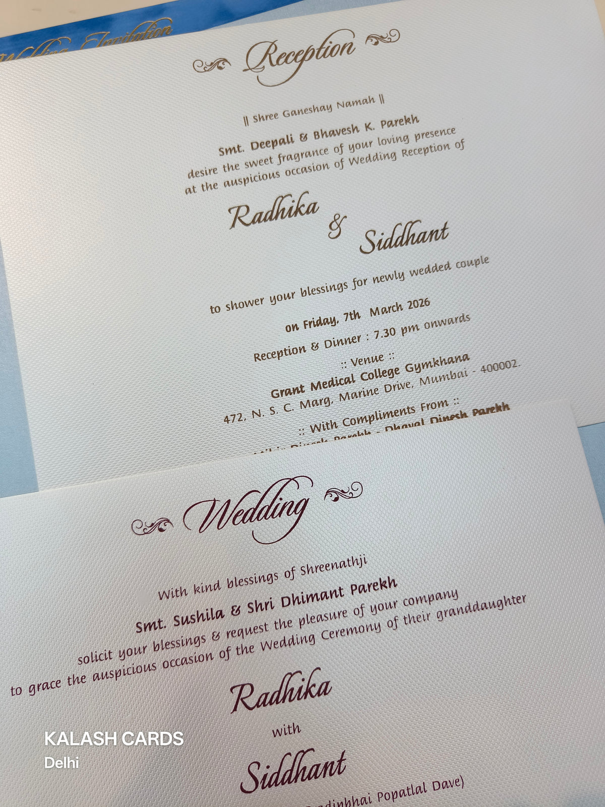 KLB506 Royal Floral Theme Velvet Hardboard Padding Thick Wedding Card (2 Page)-Kalash Cards