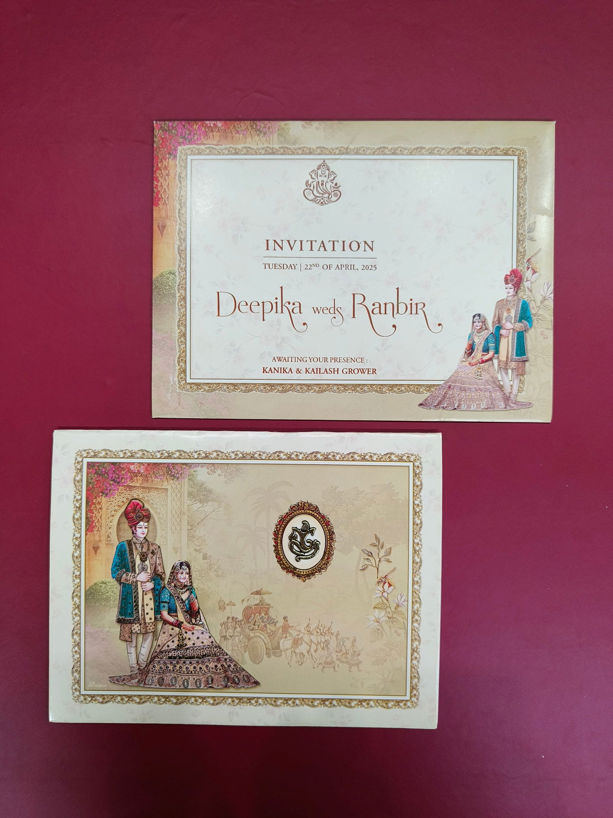 KLB510 Dulha Dulhan Design Paper Wedding Card - Kalash Cards